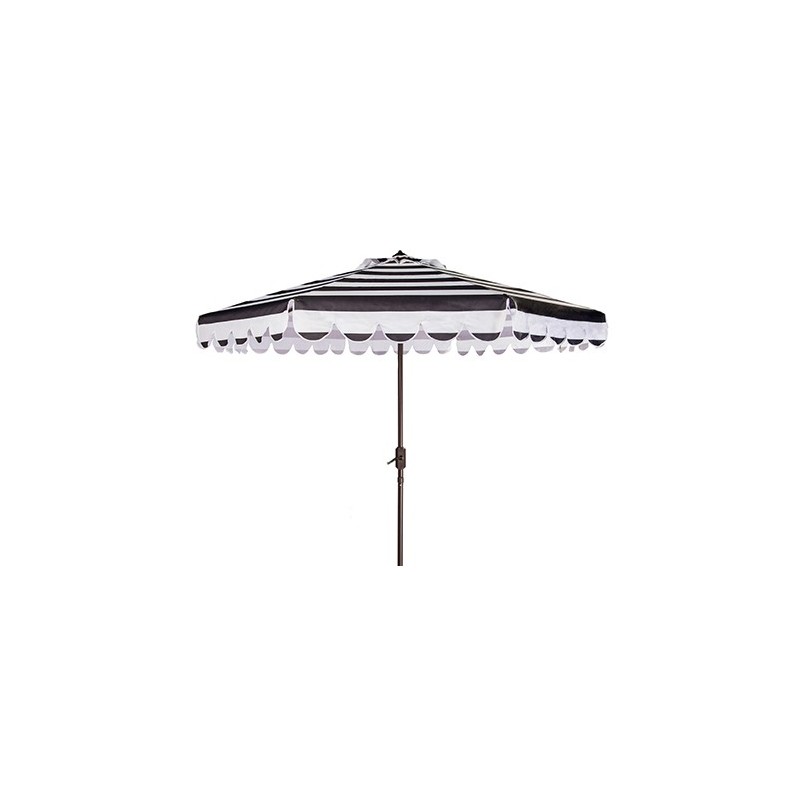Maui Single Scallop Striped 9ft Crank Push Button Tilt Umbrella
