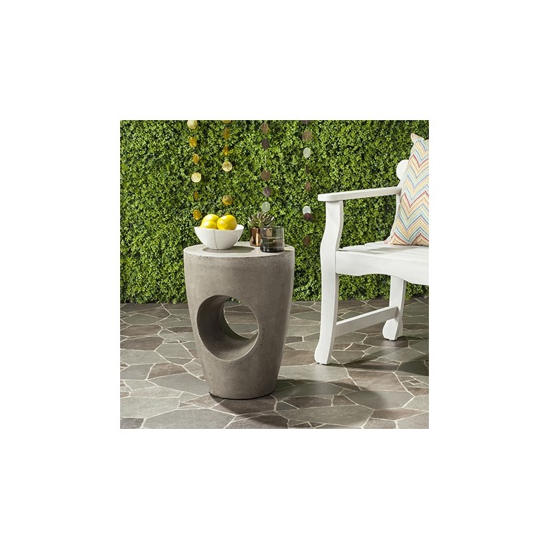 Safavieh Aishi Indoor/Outdoor Modern Concrete Round 17.7-inch H Accent Table - Dark Gey (VNN1007A)