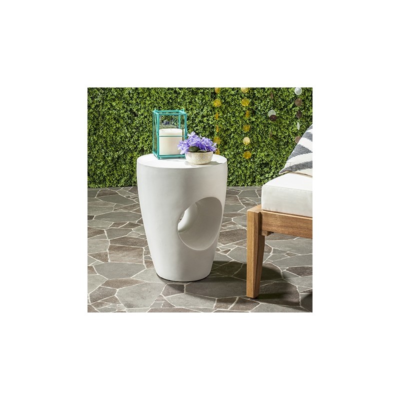 Safavieh Aishi Indoor/Outdoor Modern Concrete Round 17.7-inch H Accent Table - Ivory (VNN1007B)