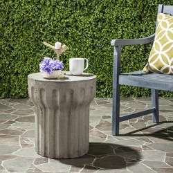 Safavieh Vesta Indoor/Outdoor Modern Concrete Round 15.3-inch Dia Accent Table - Dark Grey (VNN1009A)