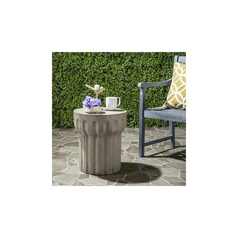Safavieh Vesta Indoor/Outdoor Modern Concrete Round 15.3-inch Dia Accent Table - Dark Grey (VNN1009A)