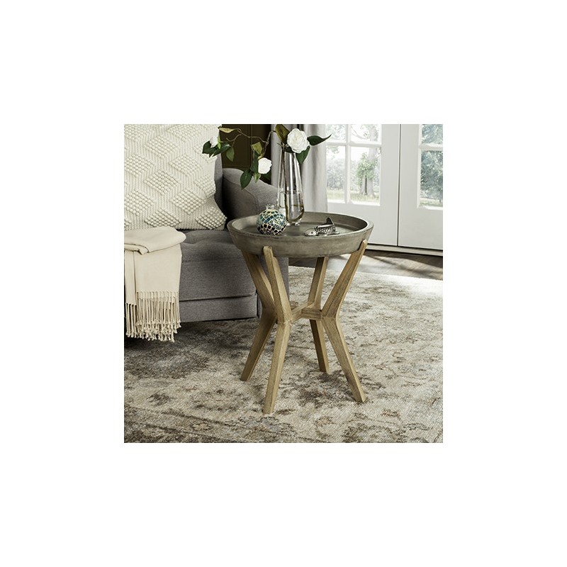 Safavieh Celeste Indoor/Outdoor Modern Concrete Round 21.2-inch H End Table - Dark Grey (VNN1012A)