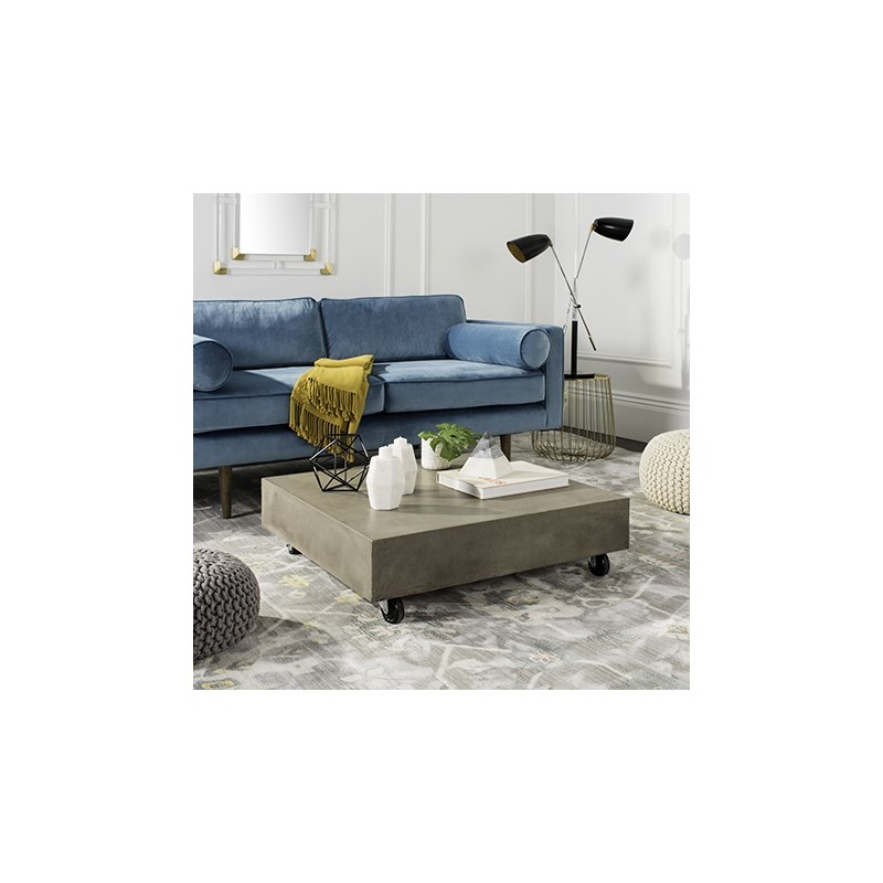 table coffee safavieh gargon concrete indoor modern outdoor grey dark casters inch