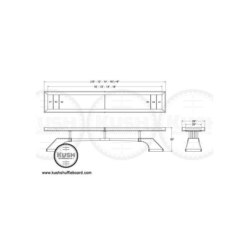 Kush 12ft Nine Pin Shuffleboard Table (046)
