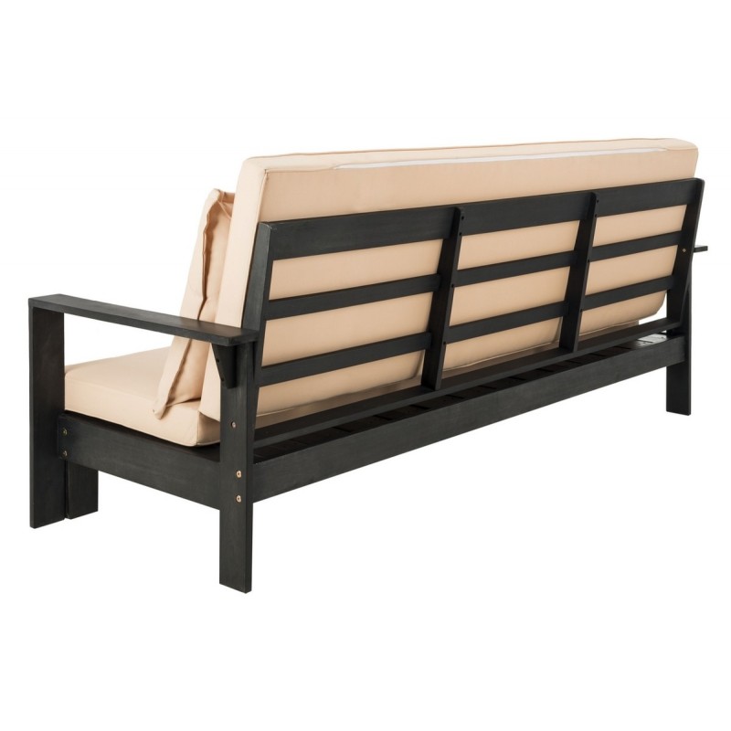 Safavieh Hammett Double Sun Lounger with Pullout Table - Dark Slate Grey/Sahara Beige (PAT6748A)