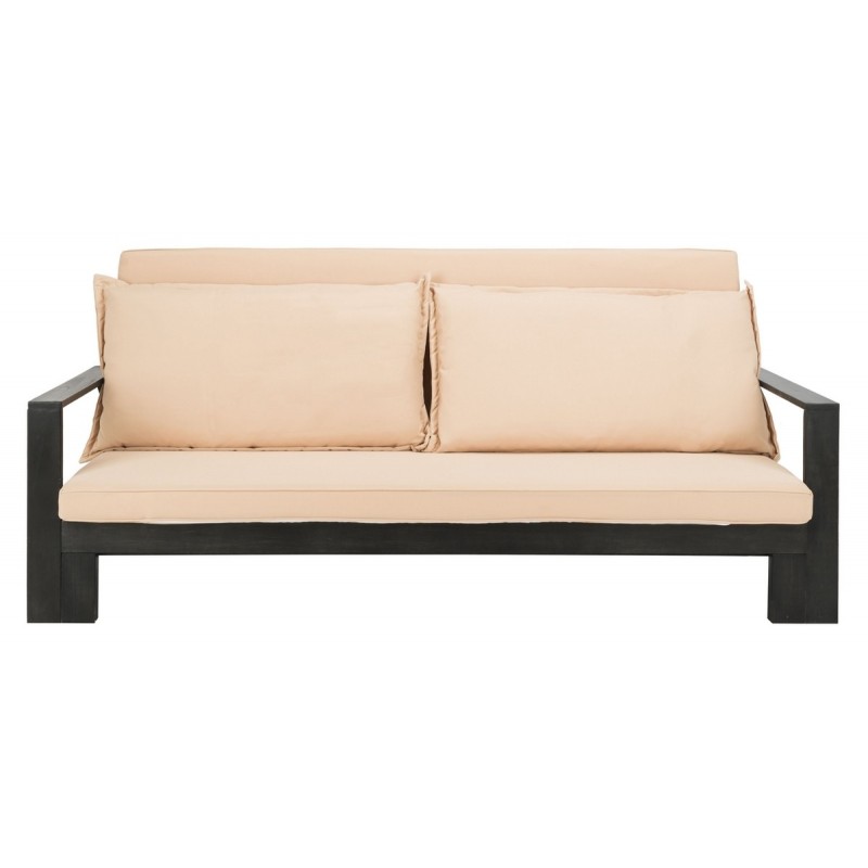 Safavieh Hammett Double Sun Lounger with Pullout Table - Dark Slate Grey/Sahara Beige (PAT6748A)