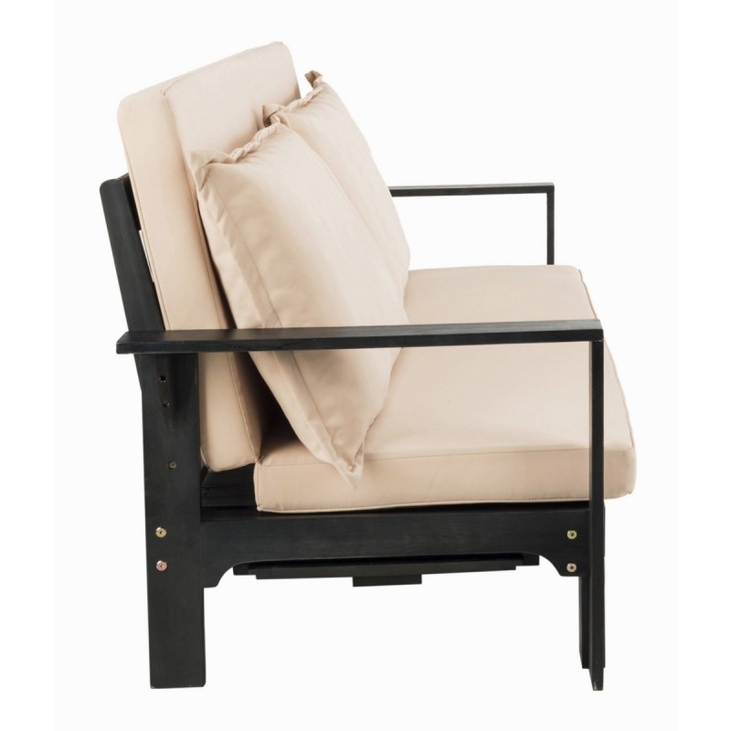 Safavieh Hammett Double Sun Lounger with Pullout Table - Dark Slate Grey/Sahara Beige (PAT6748A)
