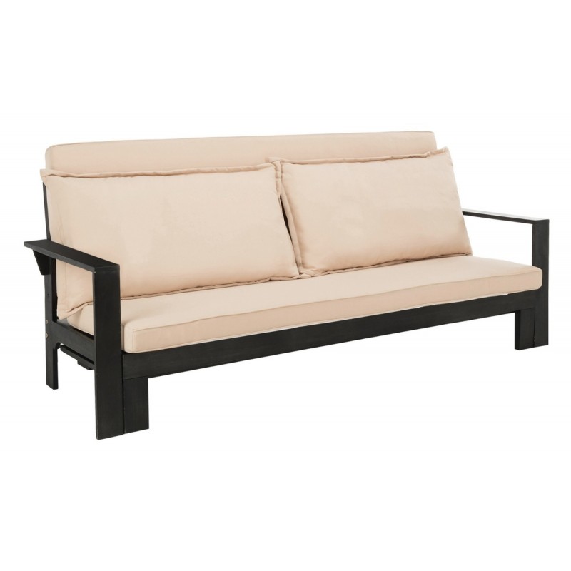 Safavieh Hammett Double Sun Lounger with Pullout Table - Dark Slate Grey/Sahara Beige (PAT6748A)