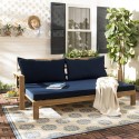 Safavieh Hammett Double Sun Lounger with Pullout Table - Natural/Navy (PAT6748B)