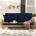 Safavieh Hammett Double Sun Lounger with Pullout Table - Natural/Navy (PAT6748B)