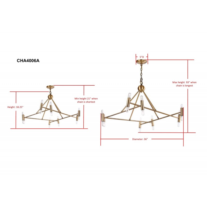 Safavieh Hegarty Chandelier - Gold (CHA4006A)