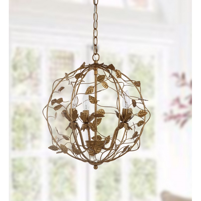 Safavieh Austen Cage Chandelier - Gold Leaf/Metal/Glass (CHA4007A)