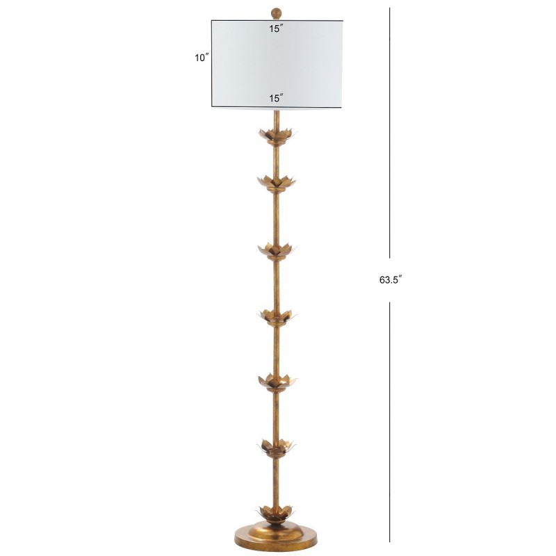 Safavieh Landen Leaf 63.5-inch H Floor Lamp - Antique Gold/Off-White (FLL4003A)