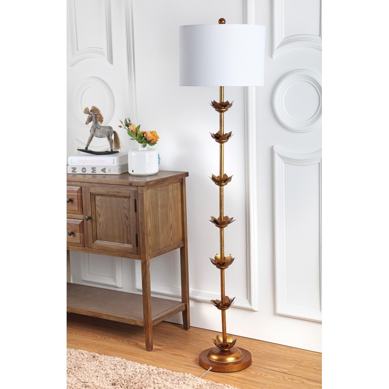 Safavieh Landen Leaf 63.5-inch H Floor Lamp - Antique Gold/Off-White (FLL4003A)