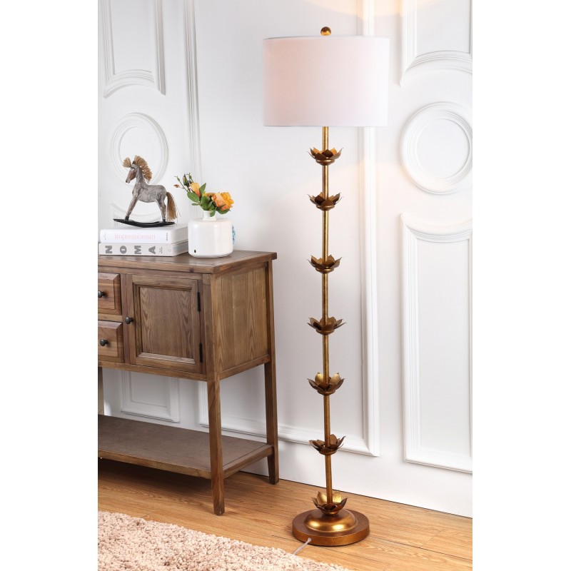 Safavieh Landen Leaf 63.5-inch H Floor Lamp - Antique Gold/Off-White (FLL4003A)