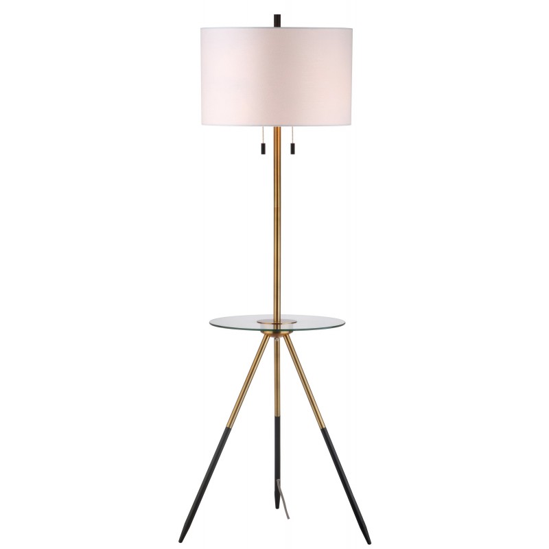 Safavieh Morrison Floor Lamp Side Table Brass Gold/Black/Off-White  (FLL4020A)