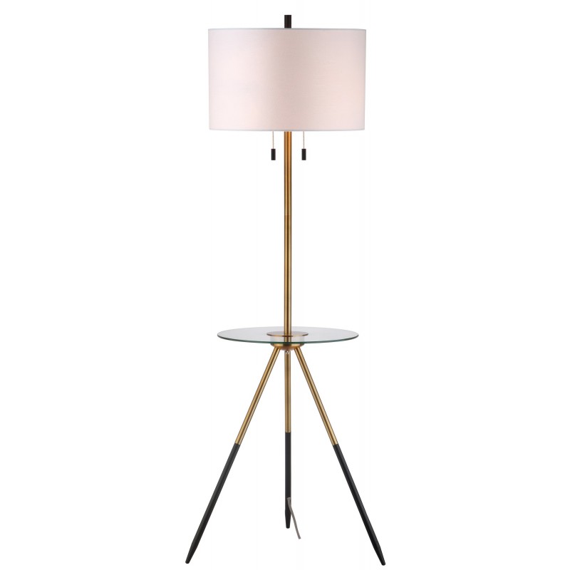 Safavieh Morrison Floor Lamp Side Table - Brass Gold/Black/Off-White (FLL4020A)