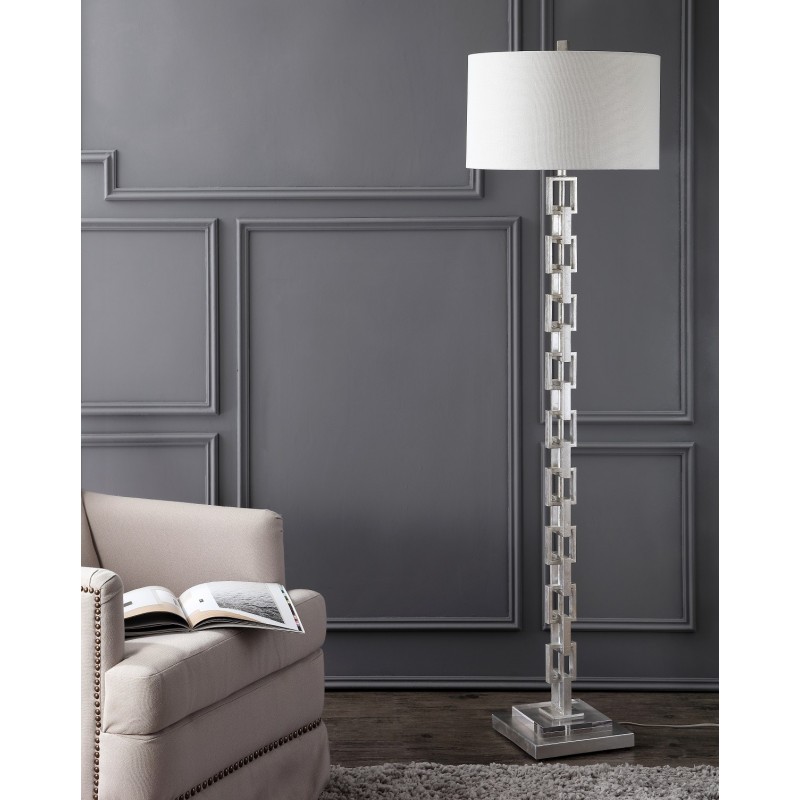 Safavieh Elodie Metal Ring Floor Lamp - Silver Leaf/Off-White (FLL4030A)