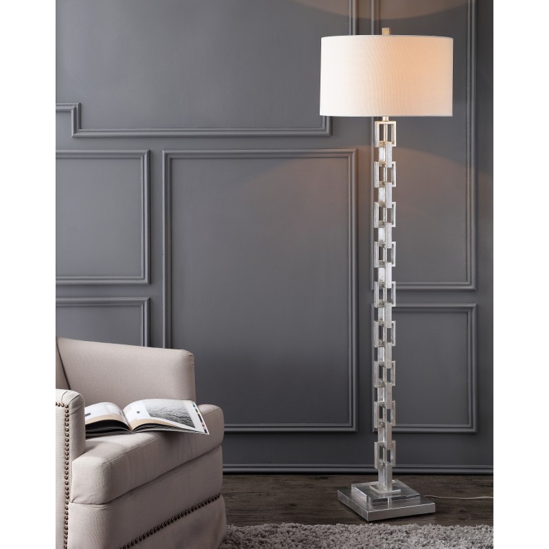 Safavieh Elodie Metal Ring Floor Lamp - Silver Leaf/Off-White (FLL4030A)