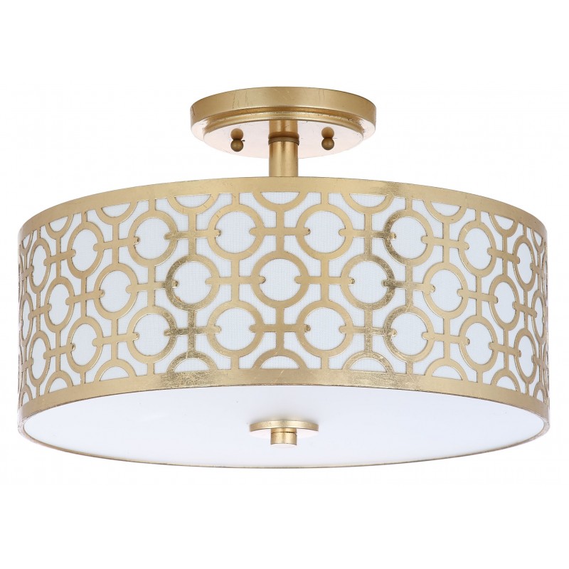Safavieh Vera Chain-Link 3 Light 15-inch Dia Flush Mount - Gold/Off-White (FLU4001A)