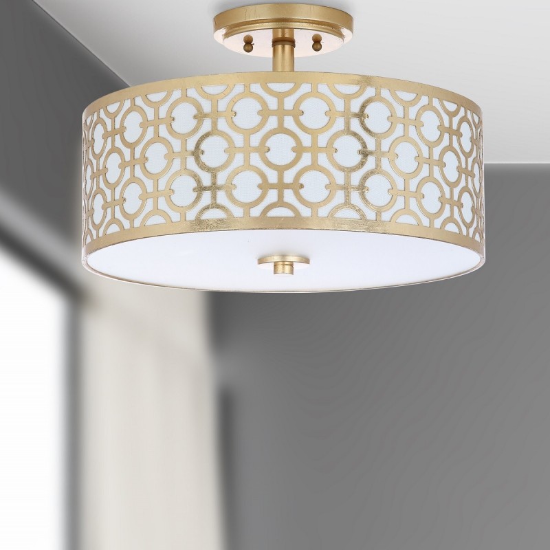 Safavieh Vera Chain-Link 3 Light 15-inch Dia Flush Mount - Gold/Off-White (FLU4001A)