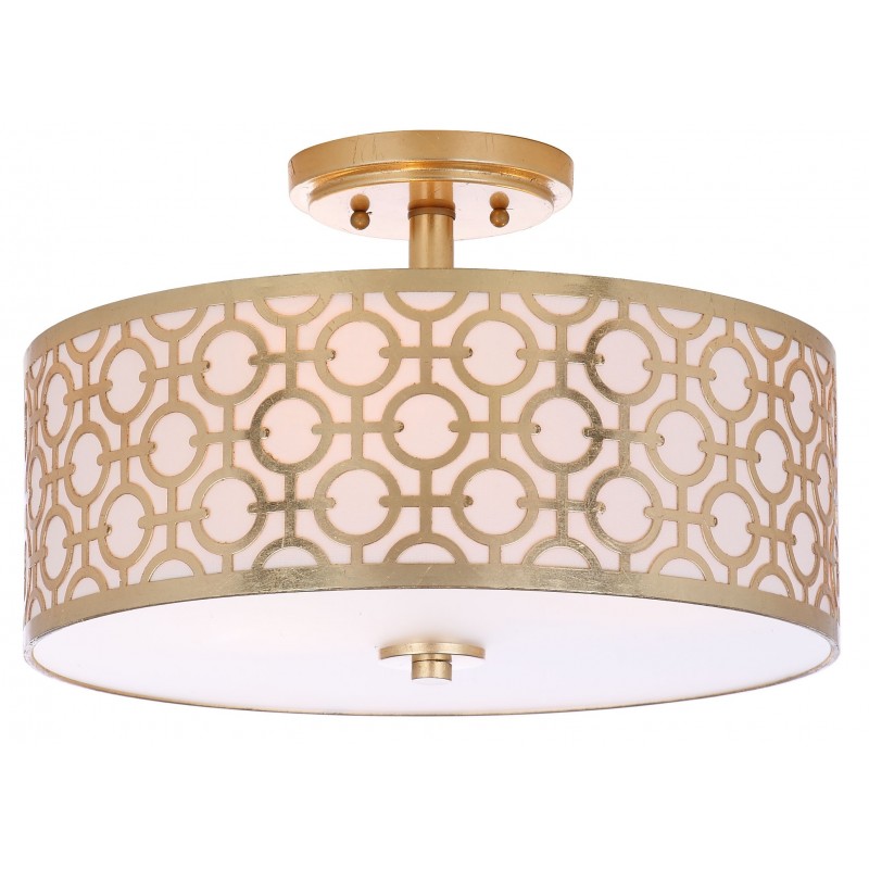Safavieh Vera Chain-Link 3 Light 15-inch Dia Flush Mount - Gold/Off-White (FLU4001A)