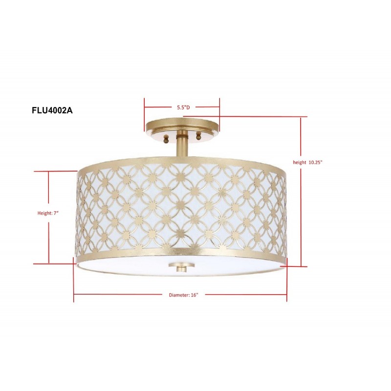 Safavieh Hutch 3 Light 16-inch Dia Flush Mount - Gold/Off-White (FLU4002A)