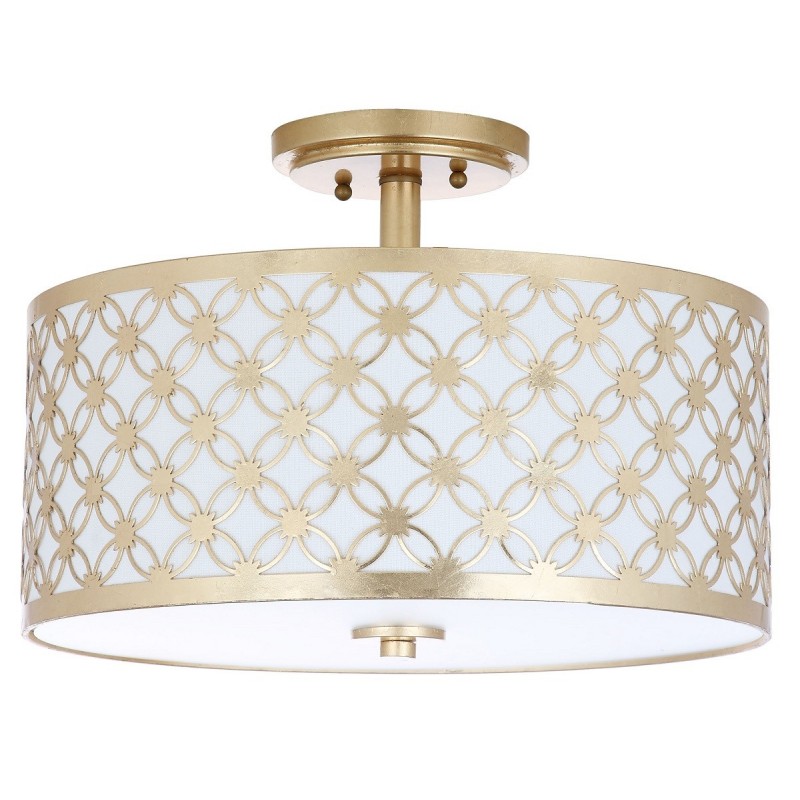 Safavieh Hutch 3 Light 16-inch Dia Flush Mount - Gold/Off-White (FLU4002A)