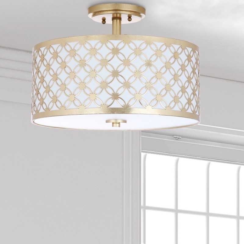 Safavieh Hutch 3 Light 16-inch Dia Flush Mount - Gold/Off-White (FLU4002A)