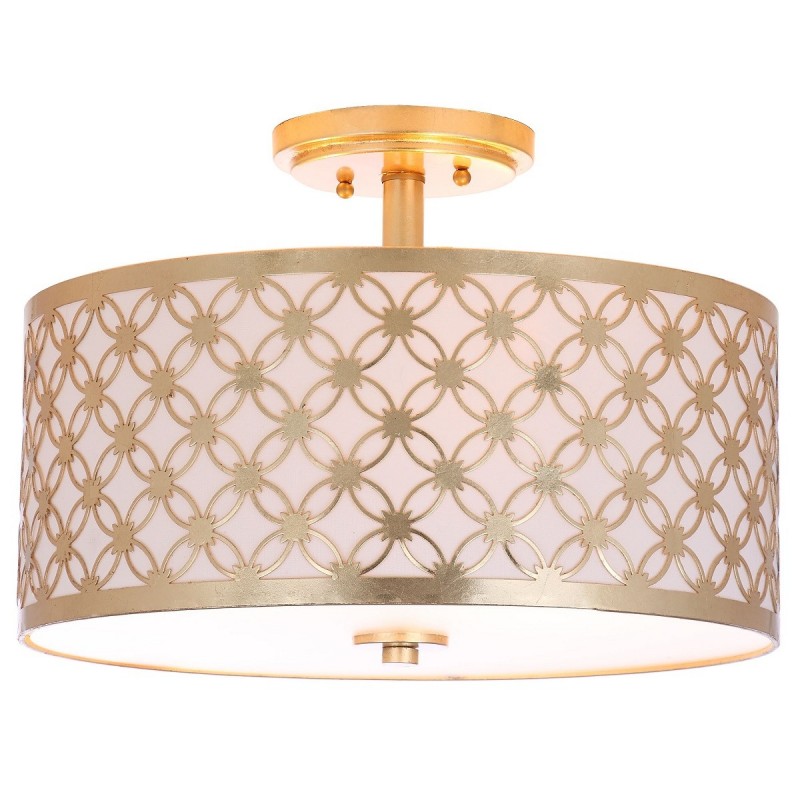 Safavieh Hutch 3 Light 16-inch Dia Flush Mount - Gold/Off-White (FLU4002A)