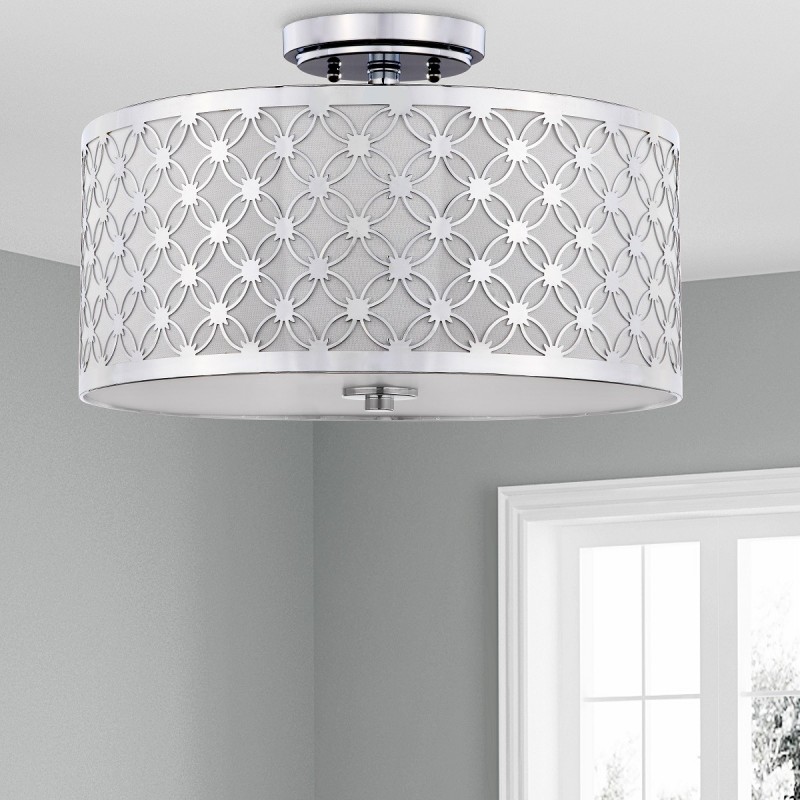 Safavieh Hutch 3 Light 16-inch Dia Flush Mount - Chrome/Off-white (FLU4002C)