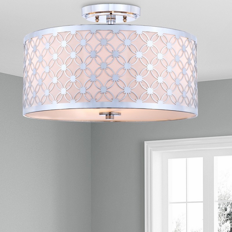 Safavieh Hutch 3 Light 16-inch Dia Flush Mount - Chrome/Off-white (FLU4002C)