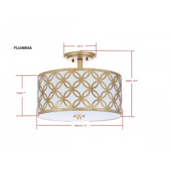 Safavieh Cecily Leaf Trellis 3 Light 15-inch Dia Flush Mount - Gold/Off-White (FLU4003A)