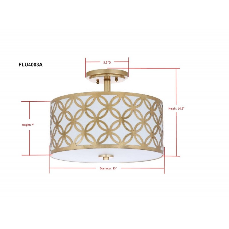 Safavieh Cecily Leaf Trellis 3 Light 15-inch Dia Flush Mount - Gold/Off-White (FLU4003A)