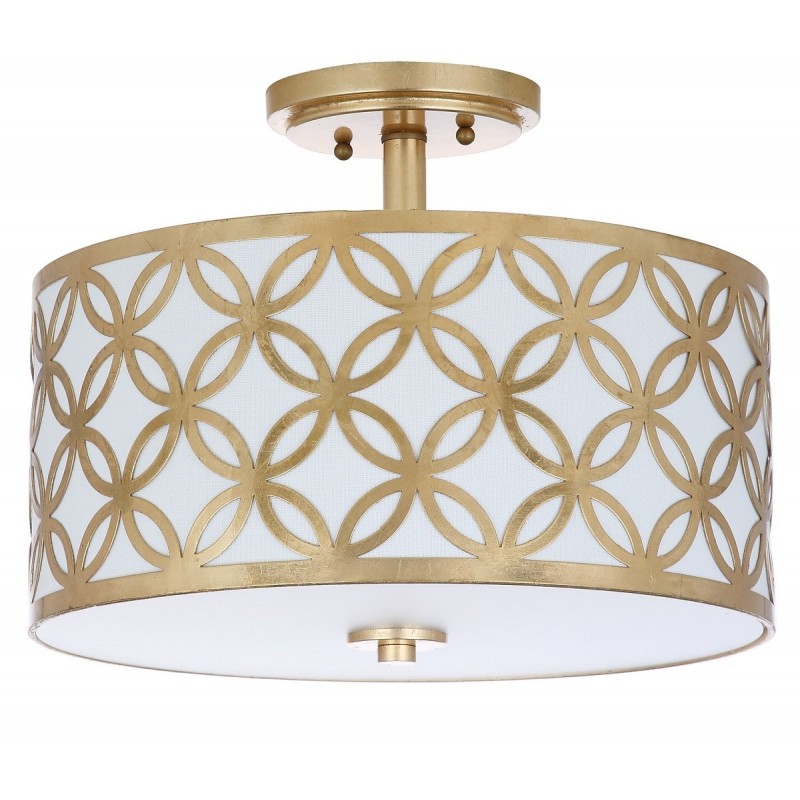 Safavieh Cecily Leaf Trellis 3 Light 15-inch Dia Flush Mount - Gold/Off-White (FLU4003A)