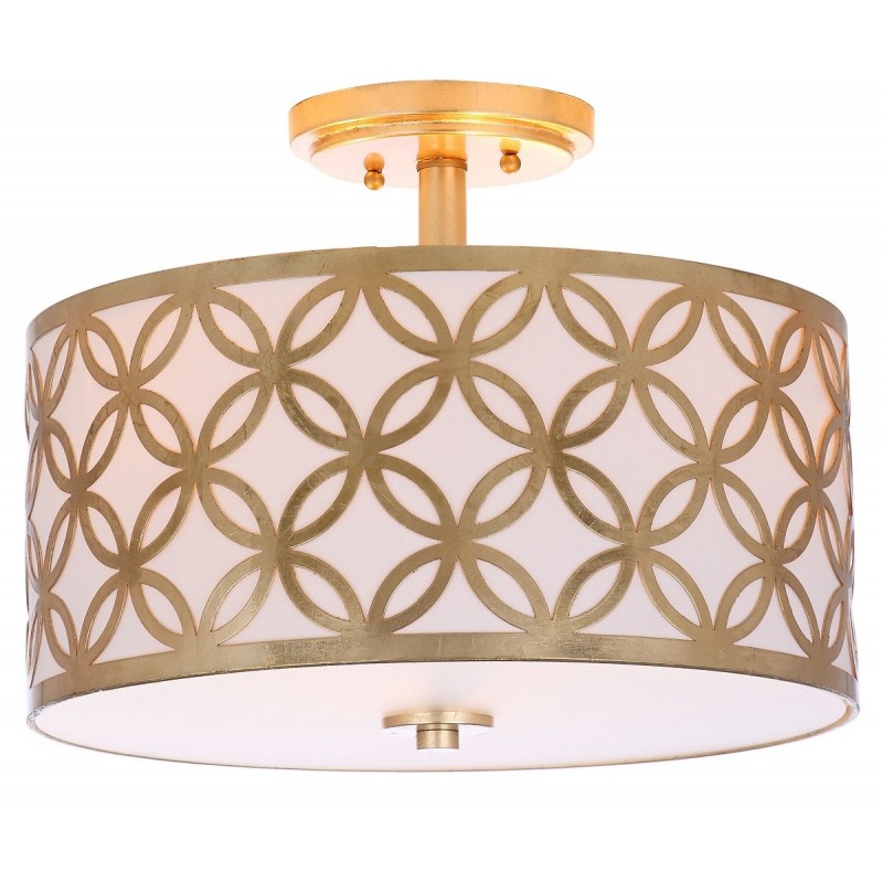 Safavieh Cecily Leaf Trellis 3 Light 15-inch Dia Flush Mount - Gold/Off-White (FLU4003A)