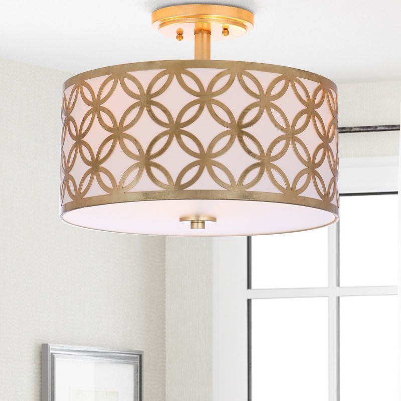 Safavieh Cecily Leaf Trellis 3 Light 15-inch Dia Flush Mount - Gold/Off-White (FLU4003A)