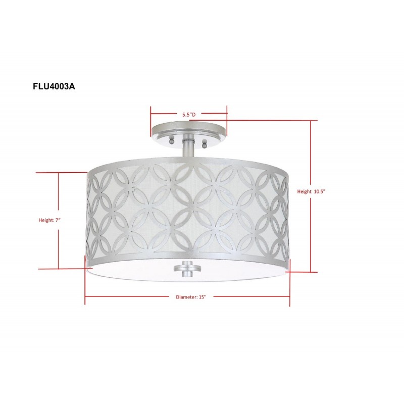 Safavieh Cecily Leaf Trellis 3 Light 15-inch Dia Flush Mount - Silver/Off-White (FLU4003B)