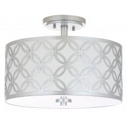 Safavieh Cecily Leaf Trellis 3 Light 15-inch Dia Flush Mount - Silver/Off-White (FLU4003B)