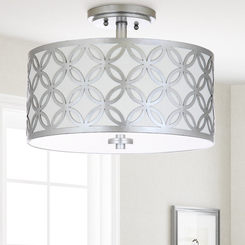 Safavieh Cecily Leaf Trellis 3 Light 15-inch Dia Flush Mount - Silver/Off-White (FLU4003B)