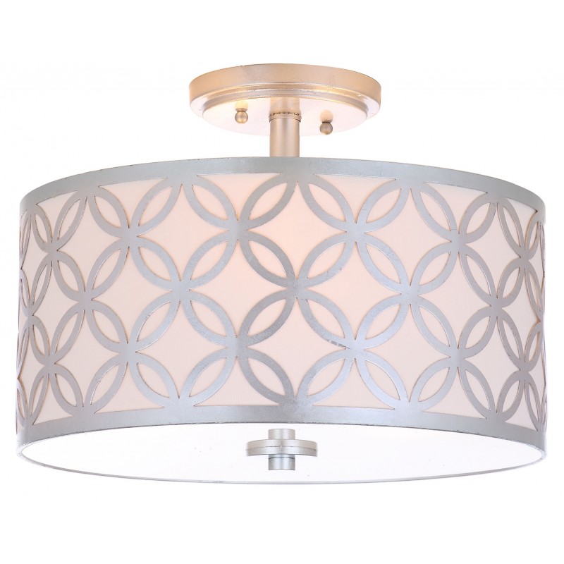 Safavieh Cecily Leaf Trellis 3 Light 15-inch Dia Flush Mount - Silver/Off-White (FLU4003B)