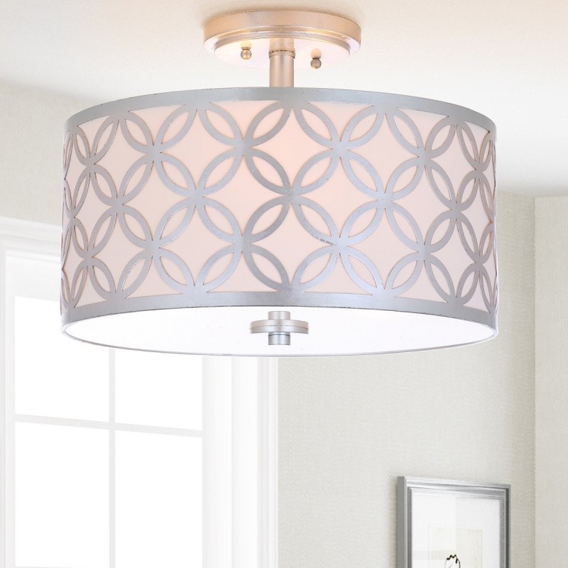 Safavieh Cecily Leaf Trellis 3 Light 15-inch Dia Flush Mount - Silver/Off-White (FLU4003B)