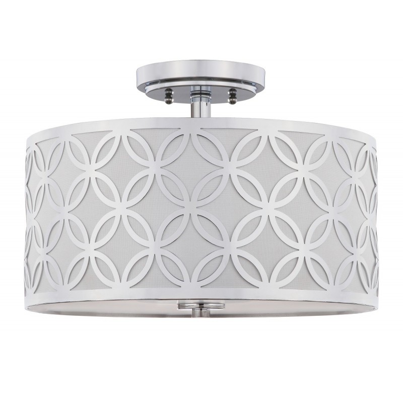 Safavieh Cecily Leaf Trellis 3 Light 15-inch Dia Flush Mount - Chrome/Off-White (FLU4003C)