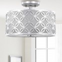 Safavieh Cecily Leaf Trellis 3 Light 15-inch Dia Flush Mount - Chrome/Off-White (FLU4003C)