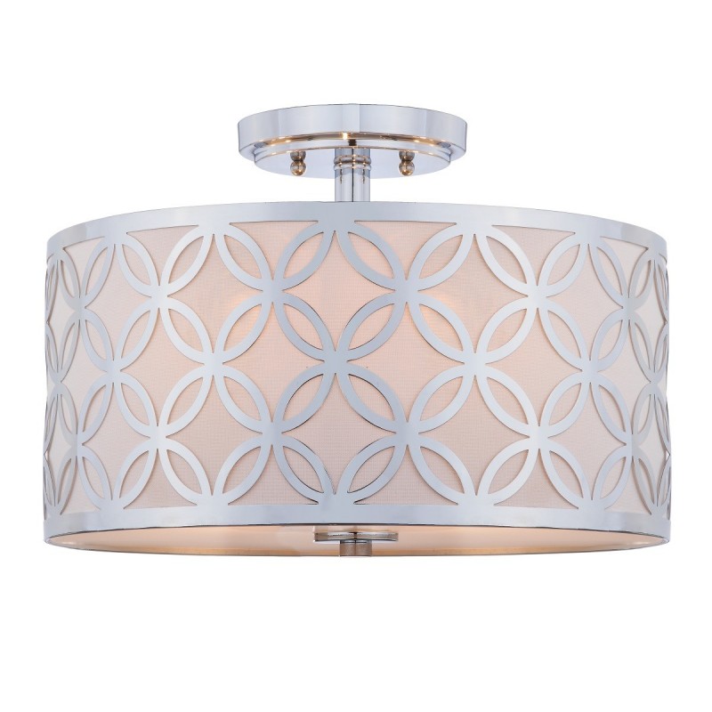Safavieh Cecily Leaf Trellis 3 Light 15-inch Dia Flush Mount - Chrome/Off-White (FLU4003C)