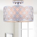 Safavieh Cecily Leaf Trellis 3 Light 15-inch Dia Flush Mount - Chrome/Off-White (FLU4003C)