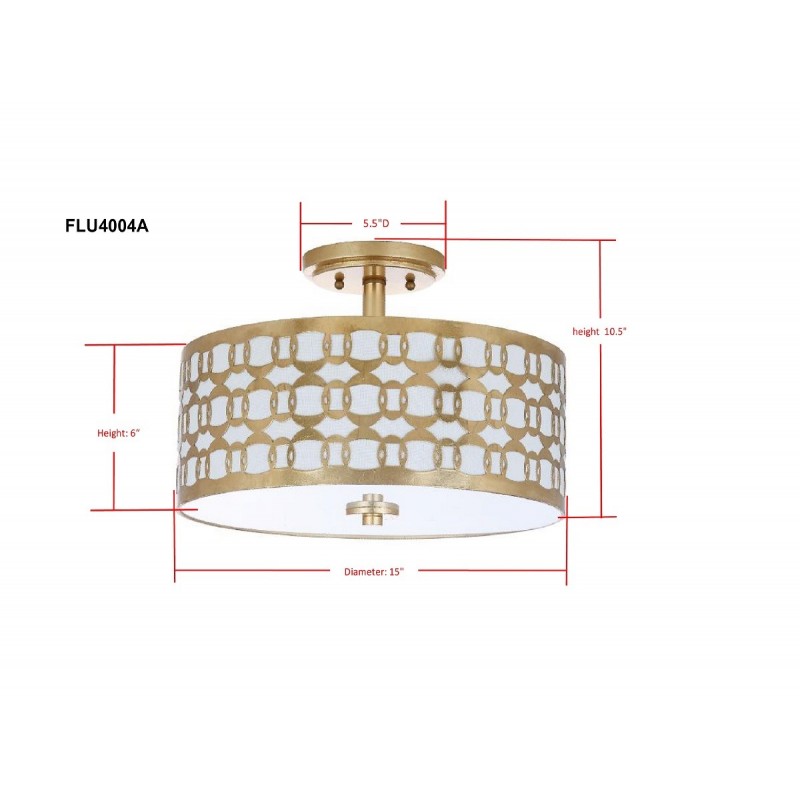 Safavieh Cedar Linked 3 Light 15-inch Dia Flush Mount - Gold/Off-White (FLU4004A)