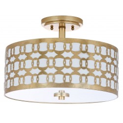 Safavieh Cedar Linked 3 Light 15-inch Dia Flush Mount - Gold/Off-White (FLU4004A)