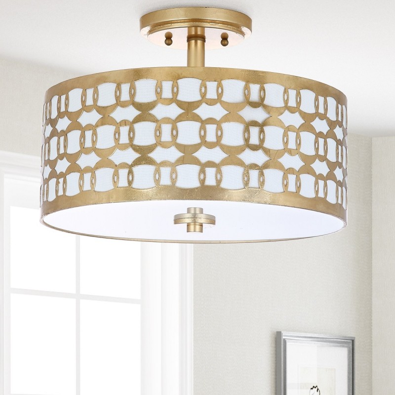 Safavieh Cedar Linked 3 Light 15-inch Dia Flush Mount - Gold/Off-White (FLU4004A)