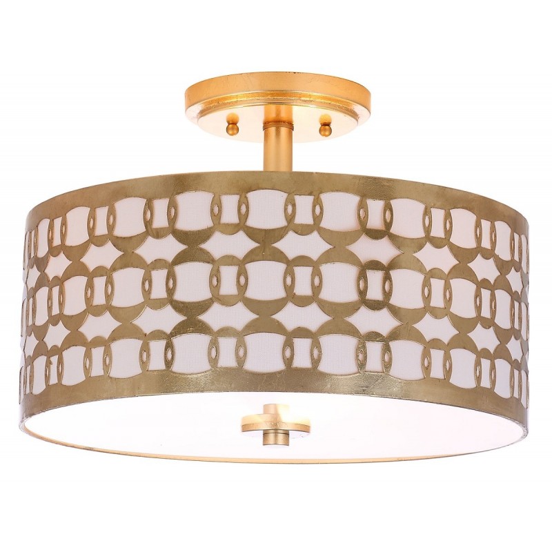 Safavieh Cedar Linked 3 Light 15-inch Dia Flush Mount - Gold/Off-White (FLU4004A)